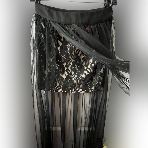 Mini Skirt With Sheer Overlay - Picture 8 of 15